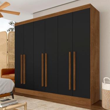 Imagem de Guarda Roupa Casal 6 Portas 2 Gavetas Ester Freijó/preto Fosco - M.a