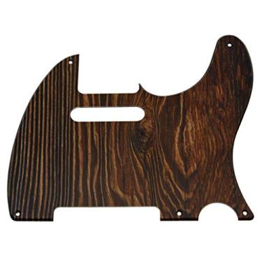 Imagem de Dopro 5 furos vintage Tele Guitar 3D impresso plástico Pickguard placa para arranhões serve nos EUA/Mexican Fender Telecaster Wood Pattern