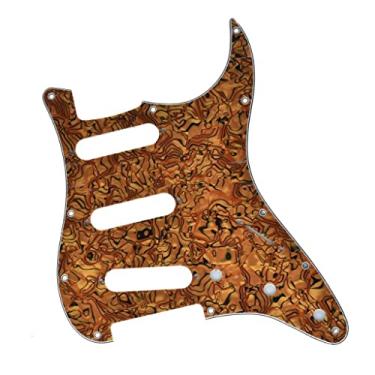 Imagem de KAISH 11 furos ST/Strat Style Pickguard SSS Pick Guard para Stratocaster/Strat feito nos EUA/México Tiger Stripe