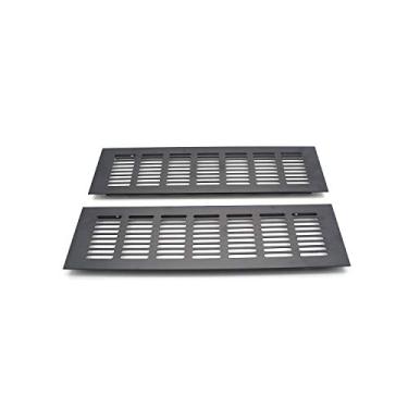 Imagem de MTMTOOL 300 x 80 mm (11,8" x 3,1") Grade de ventilação em forma retangular para armário preto fosco, pacote com 2