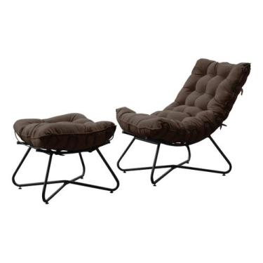 Imagem de Poltrona Com Puff Costela Aramada Eva Preta Marrom - F Pnedo Store