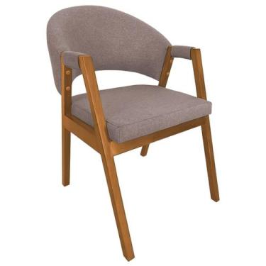 Imagem de Cadeira de Jantar Hellen Base em Madeira Cerejeira Linho - Ultrasoft, 