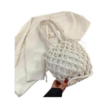 Imagem de Bolsa de Praia de Verão Feminina - Bolsa de Ombro em Malha com Detalhe