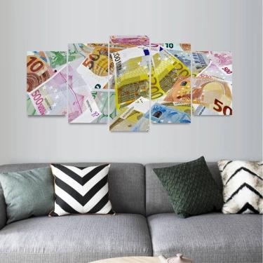 Imagem de Quadro Dinheiro Arte Notas De Euro Mosaico 5 Peças