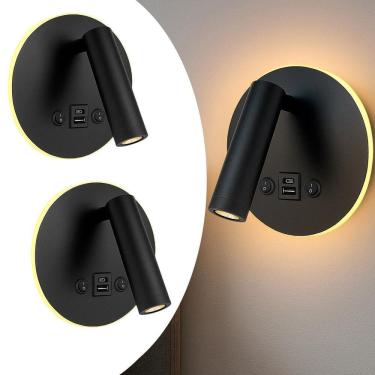 Imagem de 2 Arandela De Parede Leitura Flexível Led Usb E Usb-C Bet82