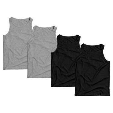 Imagem de Kit 4 Regatas Masculina Camiseta Lisa Premium Algodão Camisa - Basic F