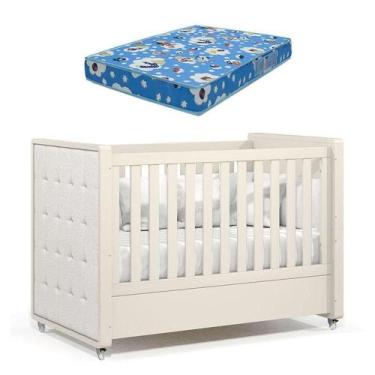 Imagem de Berço Americano Tutto New Off White Com Capitonê New Boucle E Colchão 