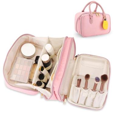 Imagem de Bolsa de maquiagem de viagem HauteHues Fashion Large Capacity Pink
