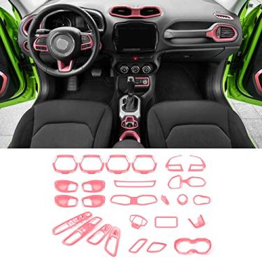 Imagem de CheroCar Conjunto completo de 31 peças kit de acabamento de decoração de interiores capa de volante capa de maçaneta de porta capa de saída de ar suporte de copo capa de caixa de som de porta de