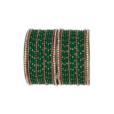 Imagem de RIANGI Pulseiras indianas femininas - Conjunto de 30 peças de joias indianas de Bollywood para mulheres, pulseiras de metal, L-Circ 8.2 in-Indian Size 2.10-Dia 2.6 in, Metal, Sem Pedra Preciosa