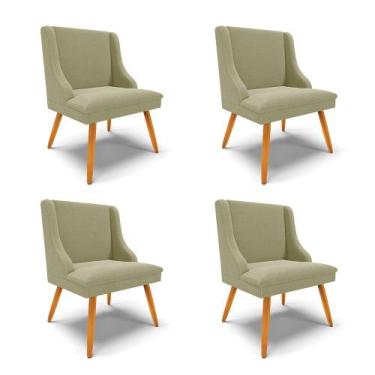 Imagem de Cadeira Sala de Jantar Pé Palito Castanho Kit 4 Liz Bouclê Pistache D0