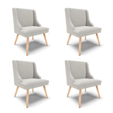 Imagem de Cadeira Sala de Jantar Pé Palito Natural Kit 4 Liz Bouclê Cinza D03 - 