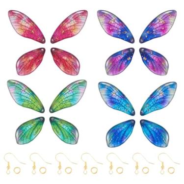 Imagem de KISSITTY 16 peças Kit de fabricação de brincos de asa de borboleta, costas planas, verde e azul, resina, glitter, enfeites de pingente para mulheres, brincos faça você mesmo, fabricação de joias