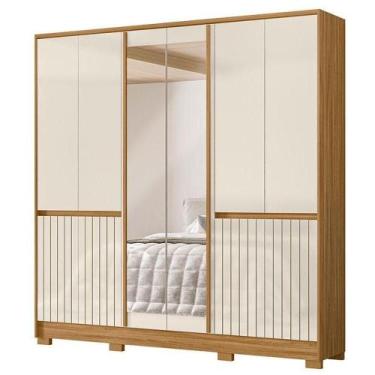 Imagem de Guarda Roupa Casal Alasca 10 Portas Freijó Off White Com Espelho - Mov