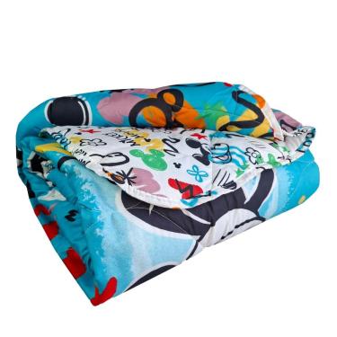 Imagem de Edredom Infantil Mickey Azul Microfibra Estampado Dupla Face Solteiro Lepper