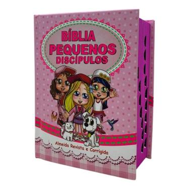 Imagem de Bíblia infantil Menina Letra Grande Capa Dura  Harpa Coros Pentecostal