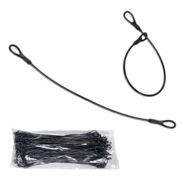 Imagem de 100 etiquetas de segurança cordão anel duplo, mini etiqueta EAS prevenção de perda sistemas anti-roubo comprimento 20 cm corda anti-roubo (preto)