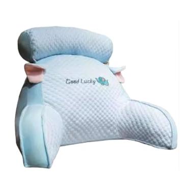 Imagem de Almofada de Encosto Premium para Costas, Design Ergonômico, Capa Removível e Lavável, Ideal para Leitura e Relaxamento (Azul)