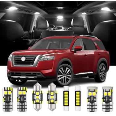 Imagem de 10 peças de substituição de luzes LED internas para Nissan Pathfinder R53 2022-2024 lâmpada interna de LED branca com ferramenta de instalação