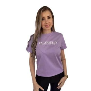 Imagem de Camiseta TShirt Lilás 100% Algodão Estampa Branca Valansuelo-Feminino