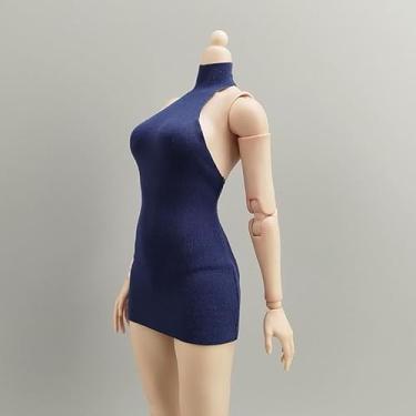 Imagem de ATSTORYTIDE 1/6 Ratio of Women's Clothing，High Neck Dress, Backless Dress, Sexy Ultra Short Dress (Dark Blue)