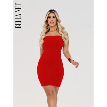 Imagem de Vestido sem alça Tubinho Curto Bandeau Sem Alças Tecido Grosso Anarrug