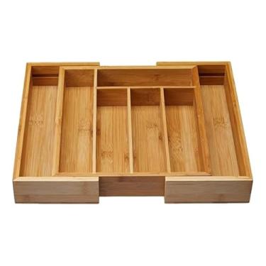 Imagem de Organizador de Gaveta em Bambu Expansível – 7 Divisórias para Talheres, Porta-Talheres Grande, Antibacteriano e Sustentável