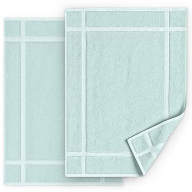 Imagem de Pearl Linens Pacote com 2 tapetes de banho de algodão laváveis 50 x 76 cm - Conjunto de tapetes de banheiro macios e absorventes, não tapetes de banheiro após o chuveiro, tapete de banheira felpudo