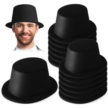Imagem de SATINIOR 12 Pcs Top Hats Plastic Magician Hat Derby Victorian Hat Unisex Formal Costume Hat for Party Supply(Black)
