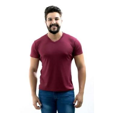 Imagem de Camiseta Masculina Slim Fit GOLA V Manga Curta Suedine - Não Amassa - 