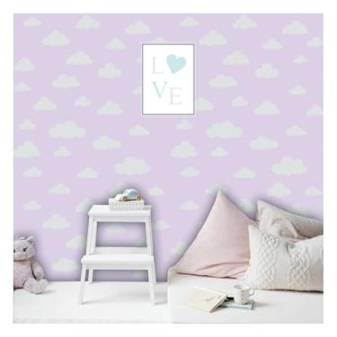 Imagem de Papel de Parede Decorativo, Infantil Nuvens Lavanda 3M, Cromo Sign