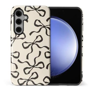 Imagem de ilikediy Capa para Samsung Galaxy S24 Plus, HL2 Aesthetic Black Bow Hybrid 2 Layer Hard Shell Silicone Protective Pattern Design Case