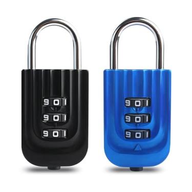 Imagem de UP Security Fechaduras de combinação pequenas para viagens - cadeado de 3 dígitos, travas de bagagem para malas e mochilas, segurança mini locker, fácil de montar, durável e à prova d'água (preto +