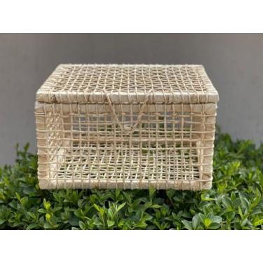Imagem de Baú Cesto Natural Palha De Milho Organizador Rustico N4