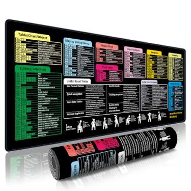 Imagem de Mouse pad de folha de dicas Excel - 9 módulos principais do Excel e mais de 200 atalhos (Excel/Word/PPT/Windows), 81,5 cm × 11,20 cm XL, impressão HD, borda impermeável com costura antiderrapante, 8