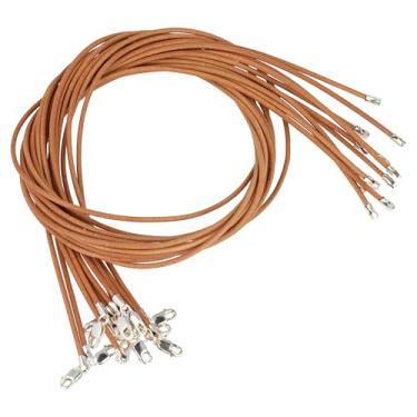 Imagem de The Beadsmith Colares de couro grego – Natural, 18” de comprimento, montados com fecho de lagosta de prata esterlina, pacote com 12