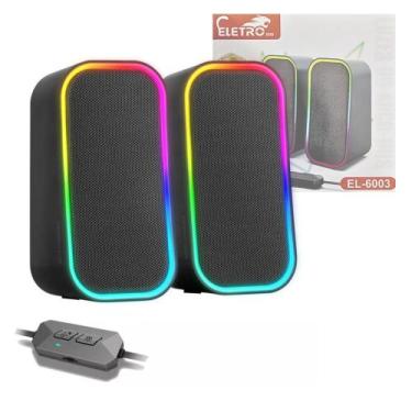 Imagem de Caixa de Som Alto Falante RGB Bluetooth 6W Computador Notebook P2 USB 