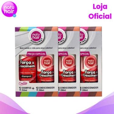 Imagem de 3 Kits Shampoo + Condicionador Força e Crescimento Hidratrat Natuhair 