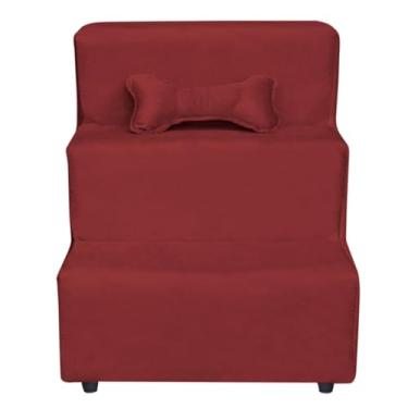 Imagem de Escadinha para Pet 3 Degraus Gato e Cachorro,rampa para pet subir na cama(Vermelho)