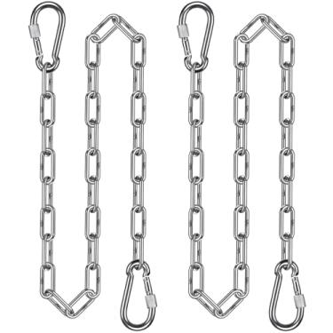 Imagem de 2 peças de corrente de balanço de aço inoxidável de 165 cm (1,6 m) com capacidade de 453,6 kg, correntes de balanço para varanda com ganchos, correntes de cadeira suspensa para cadeiras de rede