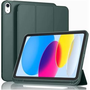 Imagem de Popshope Capa Smart Flip PREMIUM para iPad 10.9" 2022/11" A16 2025, Proteção Anti-Impacto, Suporte para Apple Pencil, Tampa Magnética com Função Sleep (Verde)