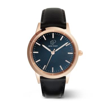 Imagem de Relógio Masculino De Luxo Clássico Couro Preto New Port 40mm