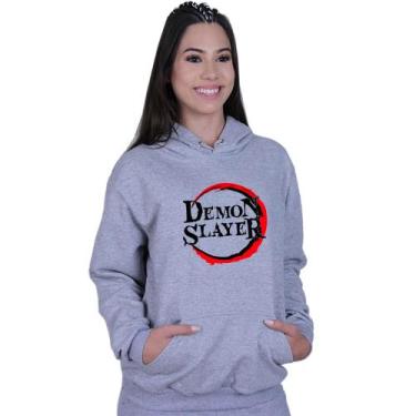 Imagem de Moletom Unissex Canguru Anime Demon Slayer - LAFRE, Cinza, M