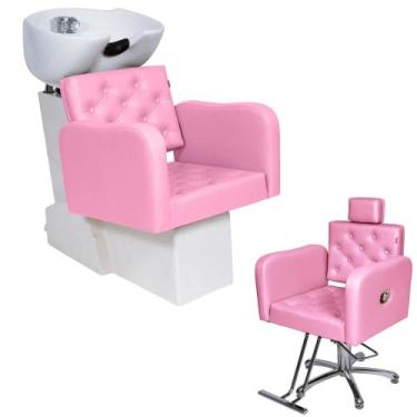 Imagem de Kit 1Lavatório tokio cuba porcelana 1 Cadeira Reclinável Tokio Rosa Cl