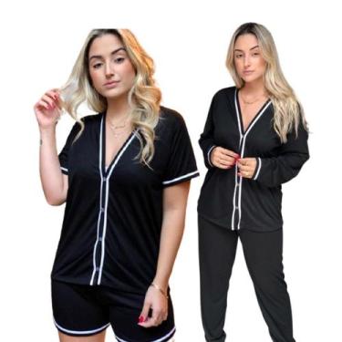 Imagem de 2 Pijamas Femininos Estações Abertos Botões Blogueira - Nannamia, G, P