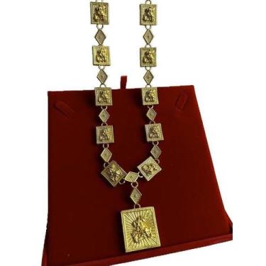 Imagem de Cordão Poze São Jorge + Pingente Cravejado Banhado A Ouro - Tojoia18K