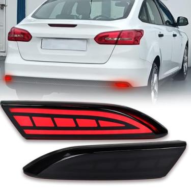 Imagem de PGTOPONE Refletores de para-choque traseiro de LED, luzes traseiras de freio de neblina compatíveis com Ford Focus 2012-2018, par de motorista e passageiro sedã/hatchback (não serve para ST& SEL