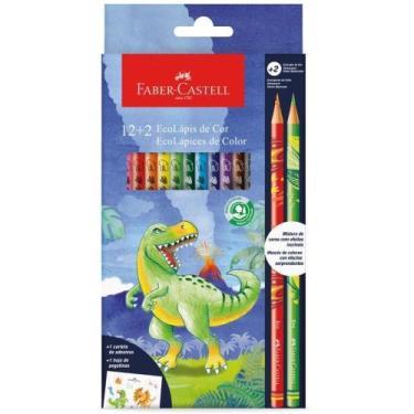 Imagem de Lapis de COR Redondo Ecolapis Dinossauro 12+2 Cores PCT.C/12 - FABER-C