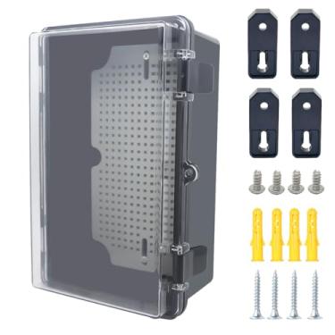 Imagem de Otdorpatio Caixa de junção, capa transparente preta articulada IP67 à prova d'água ABS caixa de projeto com placa de montagem caixa elétrica com suporte de parede 10,2 x 6,3 x 4,3 polegadas (260 x 160