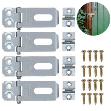 Imagem de Dobradiça Porta Cadeado Fecho Trinco Zincado 1,5" Para Portão Gaveta Armário | Silvana | Kit 04 Un